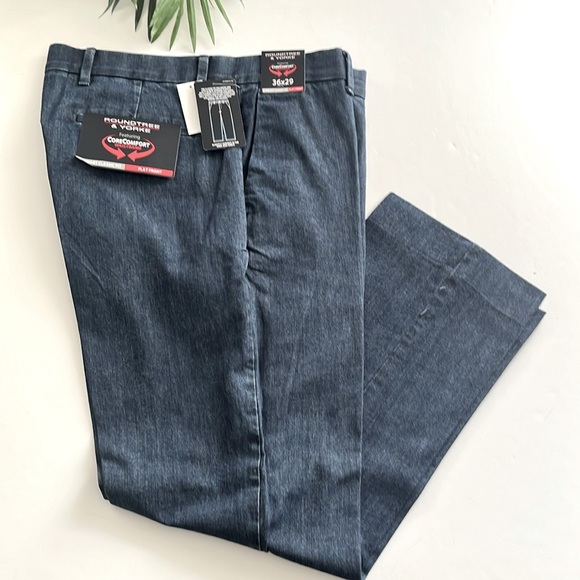 Roundtree & Yorke men’s Stewart classic fit denim flat front jeans size 36 - Picture 1 of 8